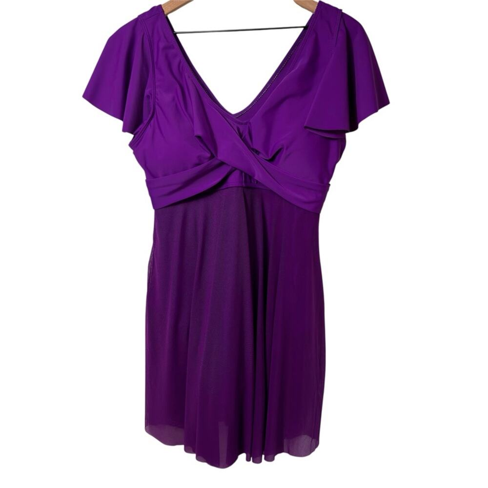 BLOOMING JELLY PURPLE ONE PIECE SWIMSUIT DRESS PLUS SIZE XXL BRAND NEW